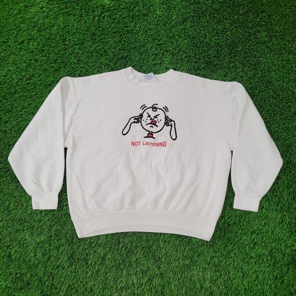 Vintage Funny Not-Listening Sweatshirt XL 24x22 Cropped Made In USA - Picture 1 of 14